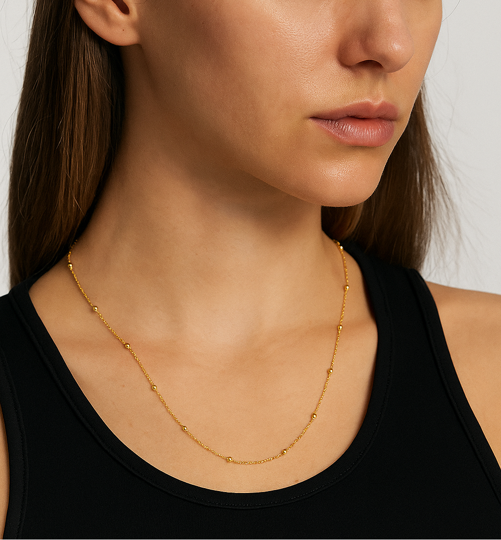 Cadena Prisma satelital en Oro 18K