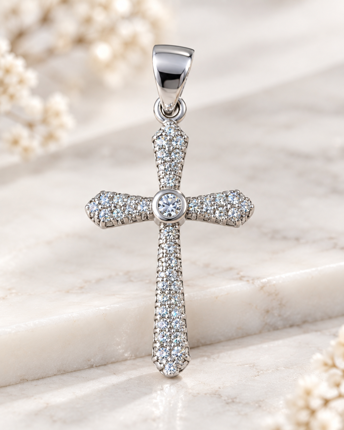 Dije Cruz Pavé en Plata