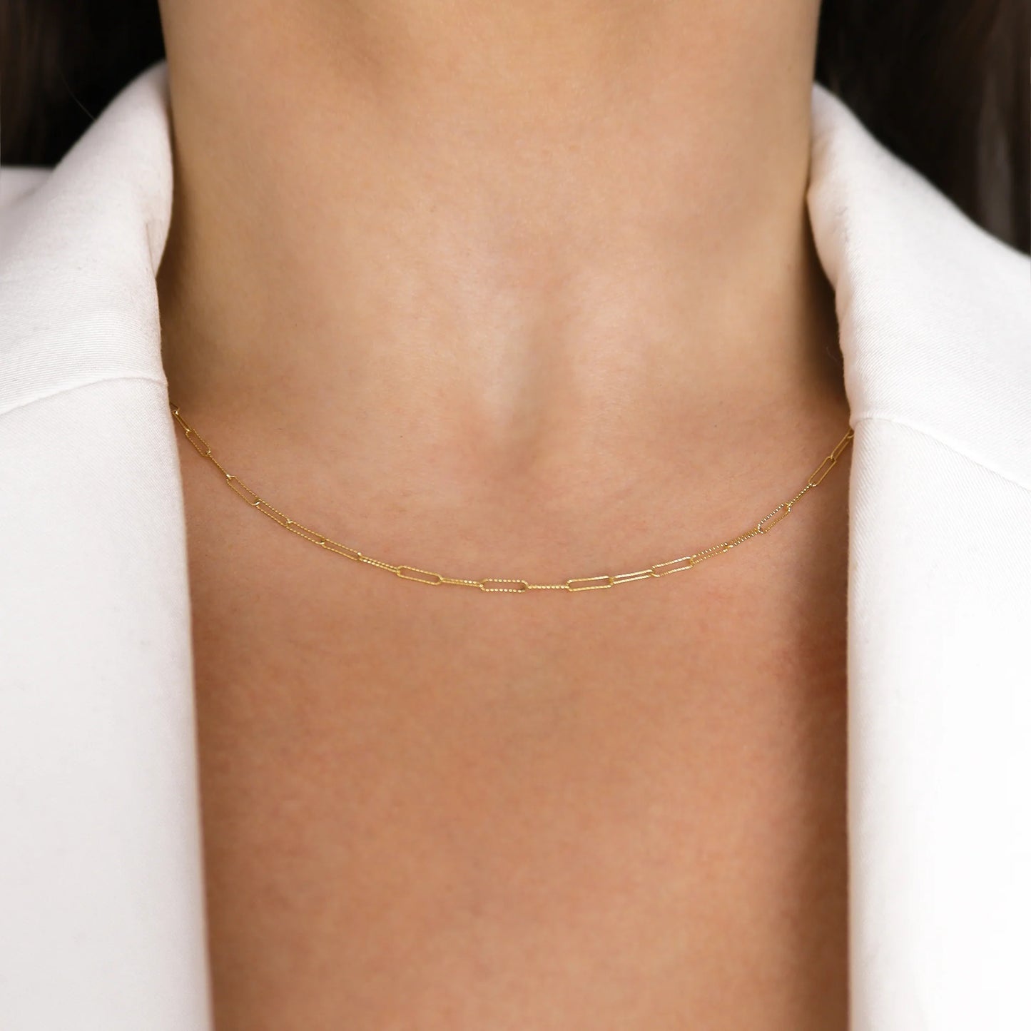 Cadena paperclip diamond cut (gold)