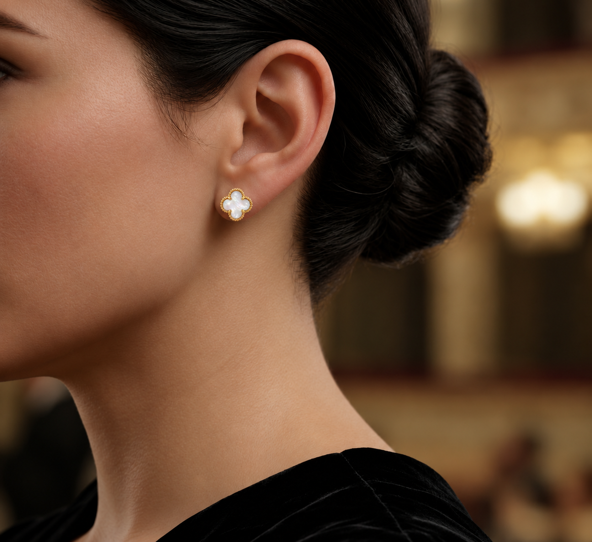 Aretes Trébol Nácar