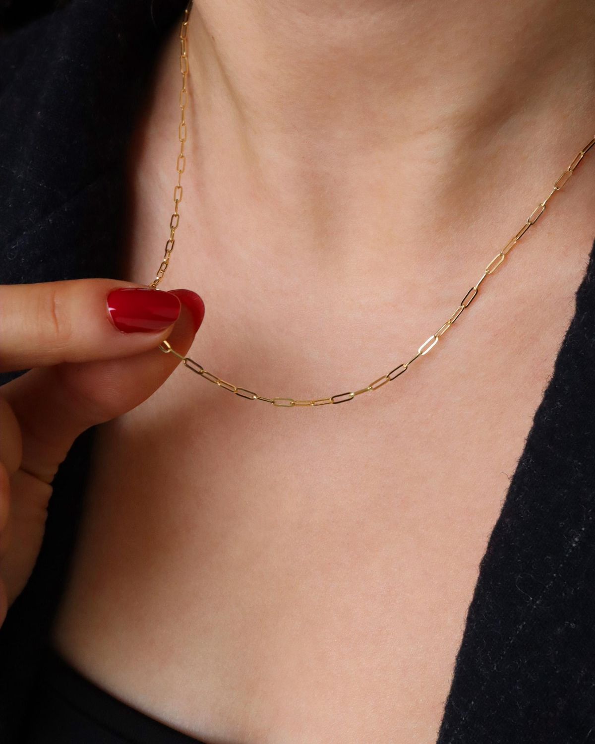 Cadena paperclip 18K