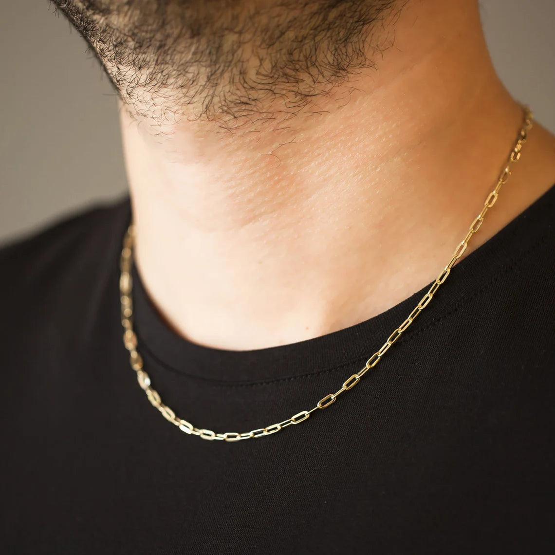 Cadena paperclip 18K