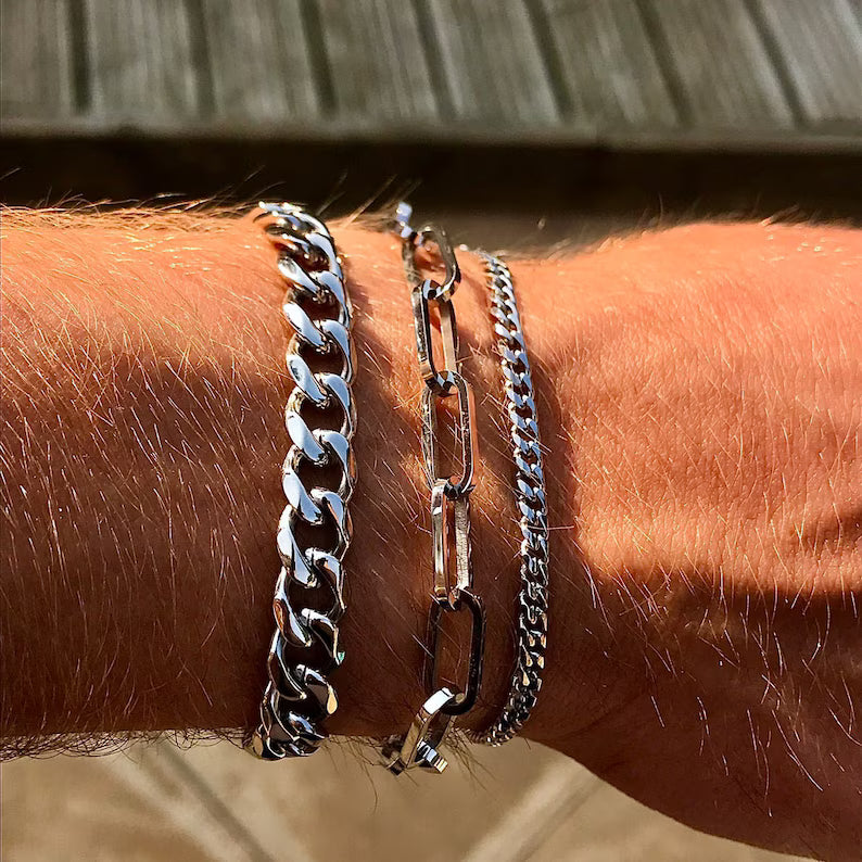 Pulsera paper clip plata quemada