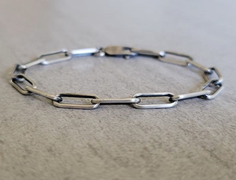 Pulsera paper clip plata quemada