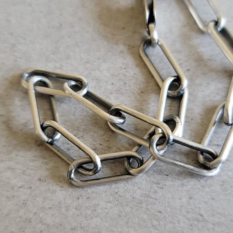 Pulsera paper clip plata quemada