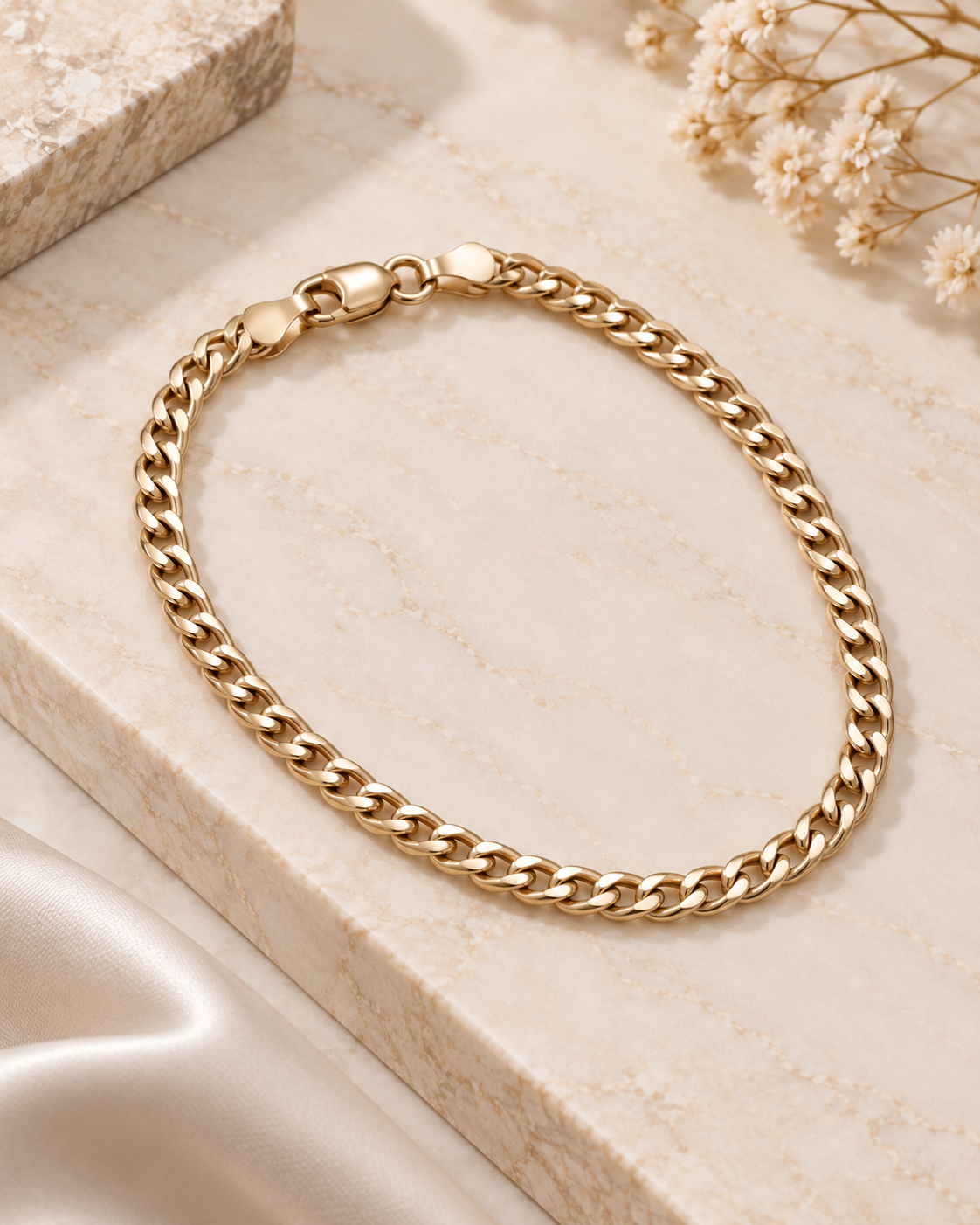 Pulsera Cubana Enchapada en Oro de 18k