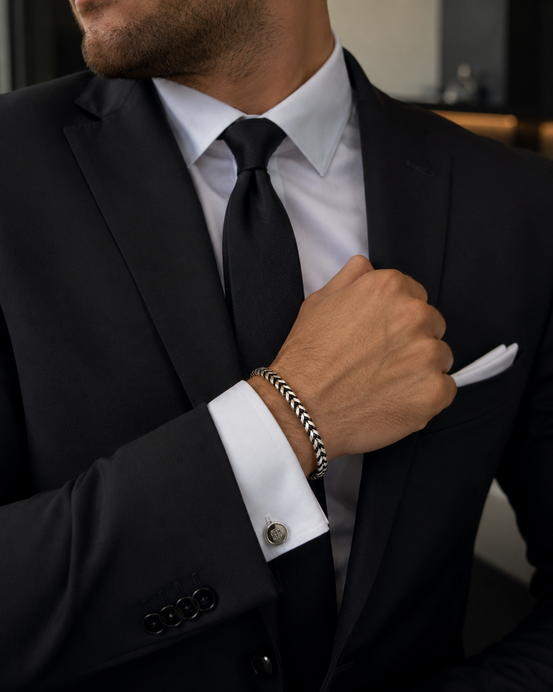 Pulsera Franco en plata quemada