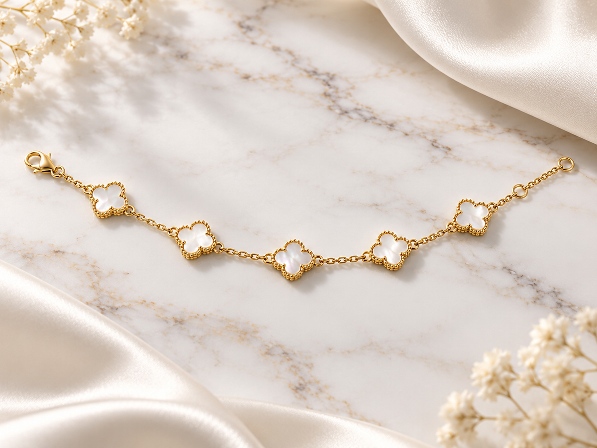 Pulsera Trébol de Nácar Perlado