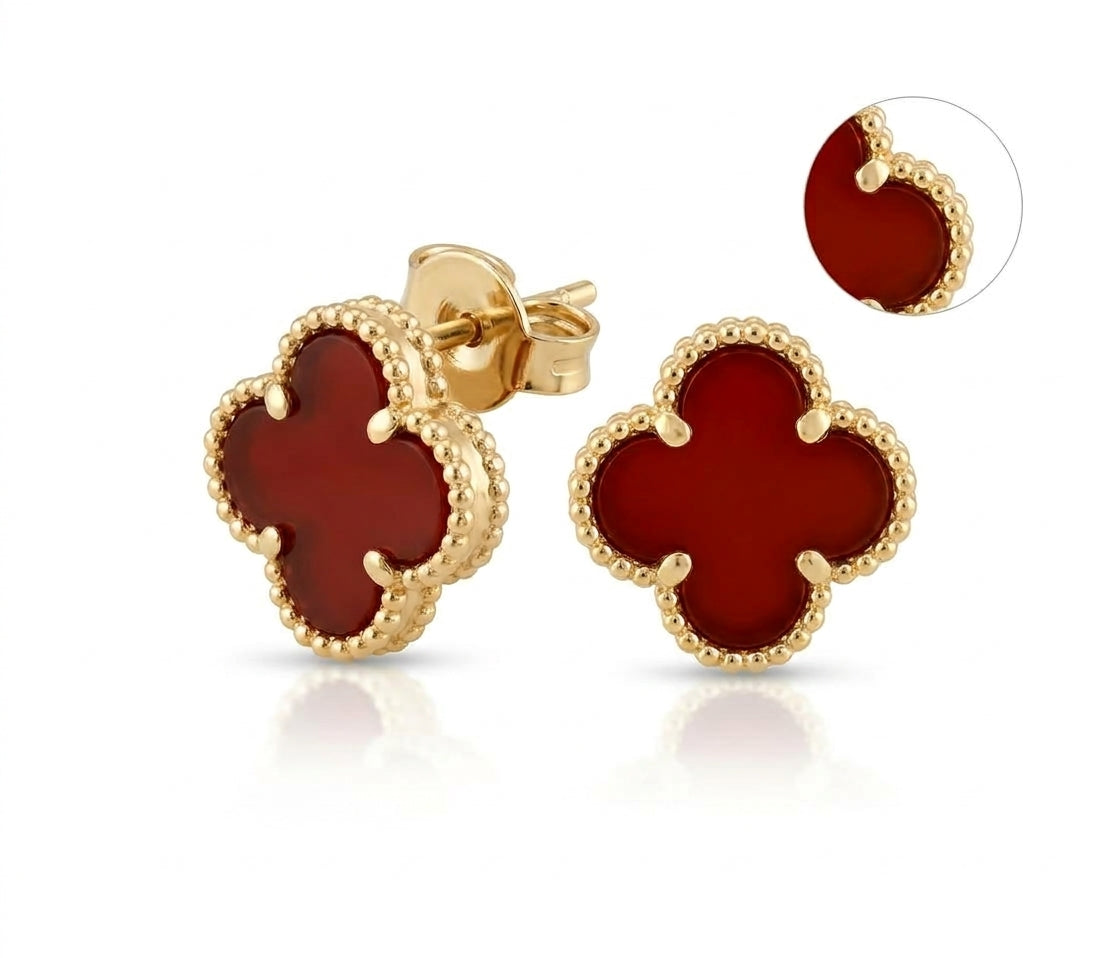Aretes Trébol Cornalina