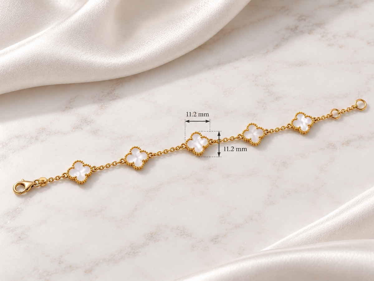Pulsera Trébol de Nácar Blanco Perlado