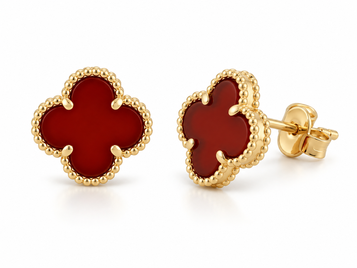 Aretes Trébol Cornalina