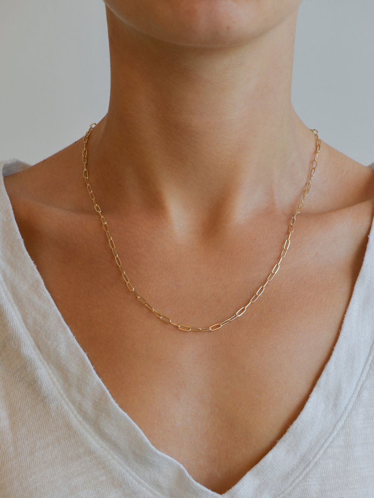 Cadena paperclip 18K